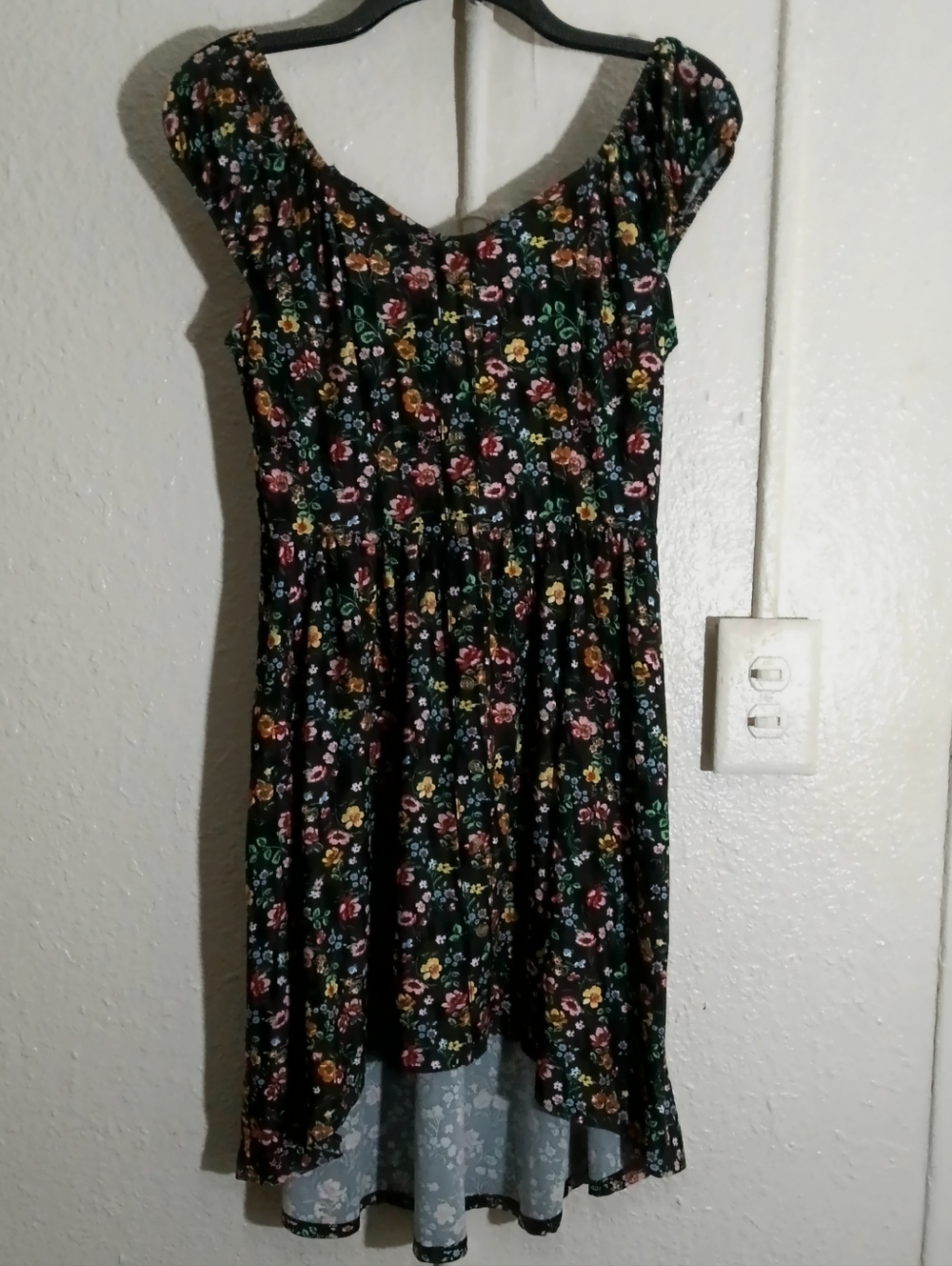 No Boundaries Black Floral Girls' Cap-Sleeve Dress